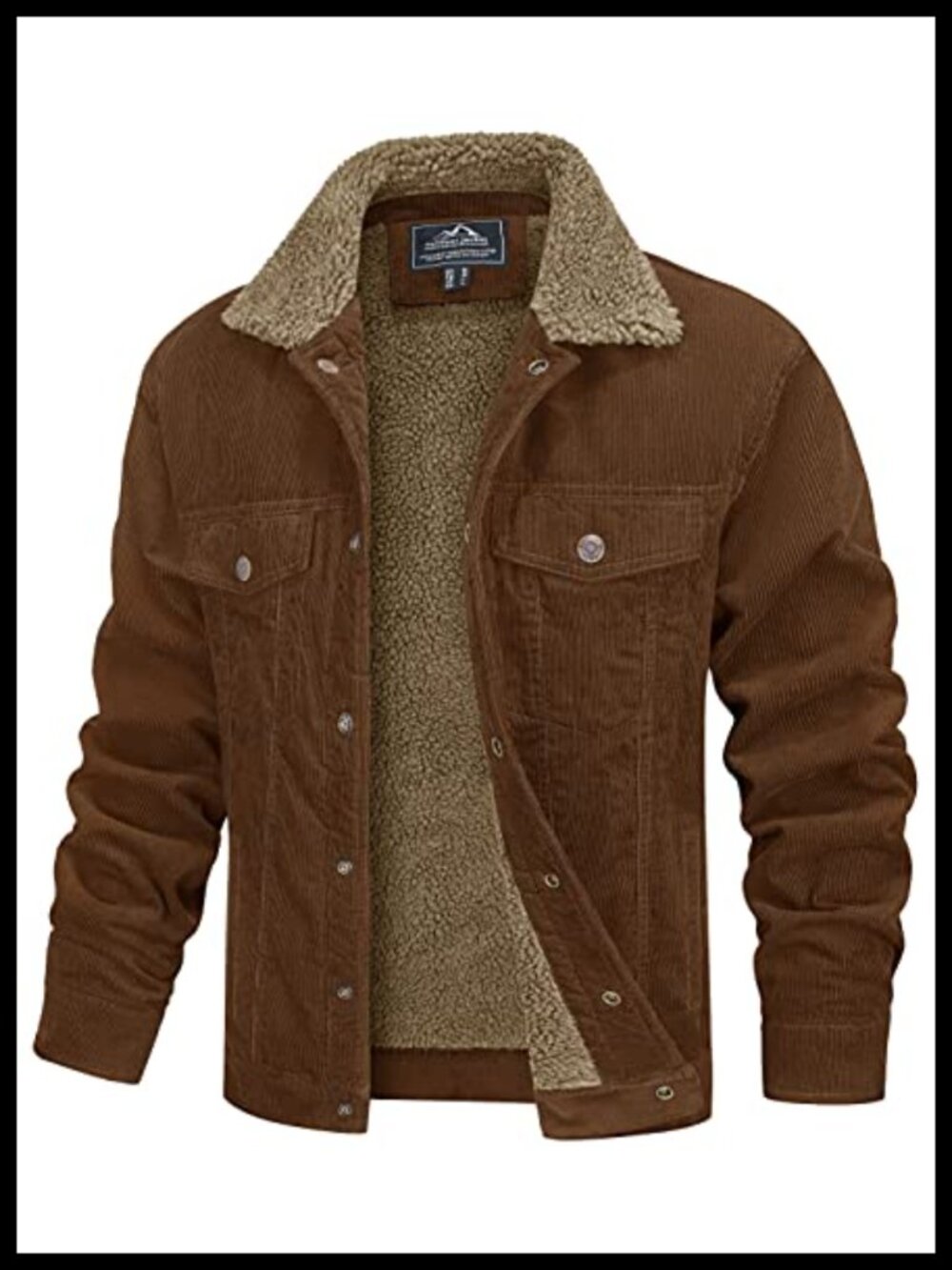 MAGCOMSEN Men's Corduroy Jacket Sherpa Lined Warm Thick Coat Winter